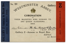 Admission Card to the Coronation of King Edward VII and Queen Alexandra in 1902